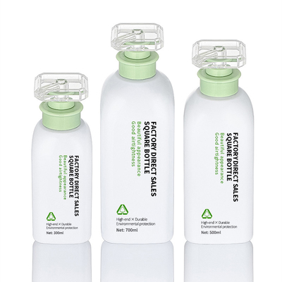 Garrafa plástica do gel do chuveiro da loção da lavagem do corpo da extensão feita sob encomenda recarregável do cabelo do verde de 300ml 500ml 700ml