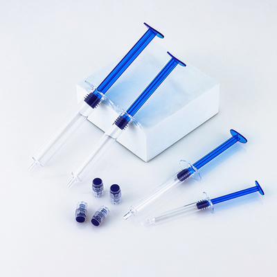 Tubo de embalagem de cosmético de creme para os olhos azul vazio seringa estilo de tubo de injeção para cuidados com a pele