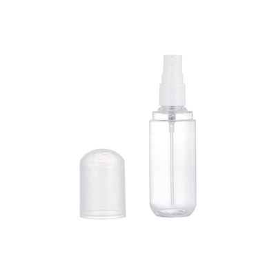 Frasco de spray de cabelo de plástico redondo vazio transparente PETG para loção para cuidados com a pele