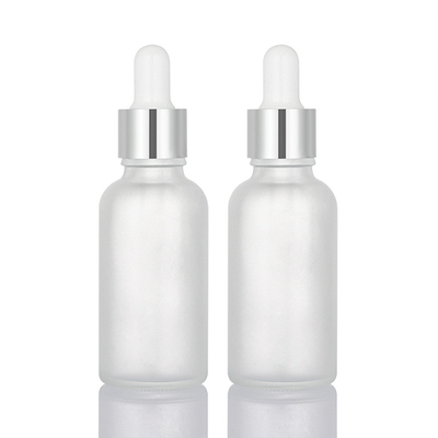 O conta-gotas de Matte White Glass Essential Oil engarrafa 30ml com tampão de prata