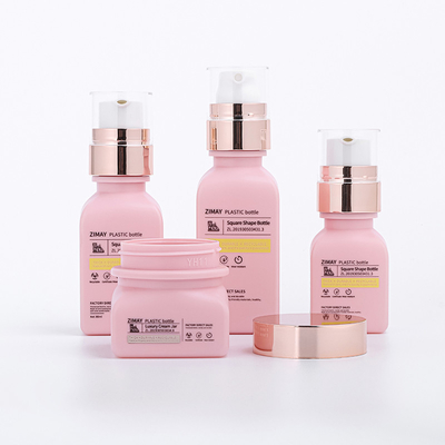 As garrafas plásticas feito-à-medida ajustadas para o skincare cosmético rangem o terno de empacotamento