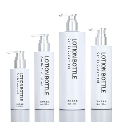 Da bomba plástica superior de prata redonda branca do champô do condicionador do soro do gel 200ml 500ml do chuveiro do ANIMAL DE ESTIMAÇÃO garrafa de empacotamento de Skincare