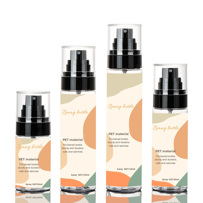 garrafa plástica clara vazia do pulverizador 100ml, garrafa cilíndrica do pulverizador para cosméticos
