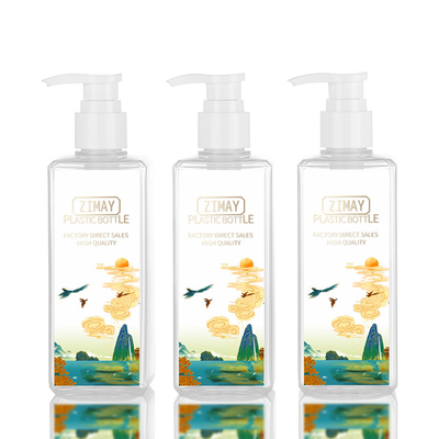 Garrafa cosmética transparente 300ML biodegradável luxuoso da loção