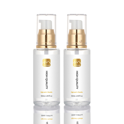 recipientes luxuosos de vidro da loção do óleo de 50ml Matte Empty Cosmetics Serum Hair com parte superior luxuosa do ouro