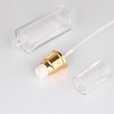 recipientes luxuosos de vidro da loção do óleo de 50ml Matte Empty Cosmetics Serum Hair com parte superior luxuosa do ouro