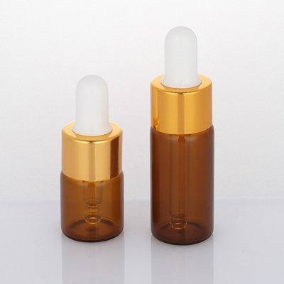 Garrafa cosmética vazia geada de Amber Dropper Round Face Serum da garrafa de 5ml 10ml