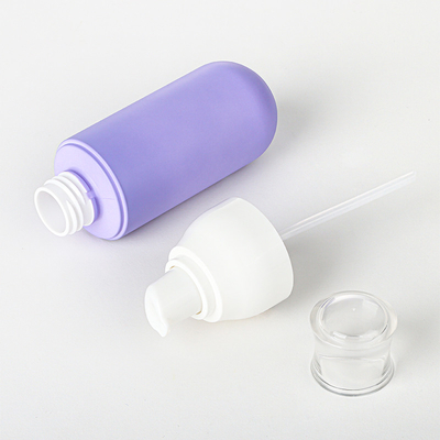 Conjuntos de frascos e frascos vazios personalizados roxos para cuidados com o cabelo em spray de plástico para cosméticos