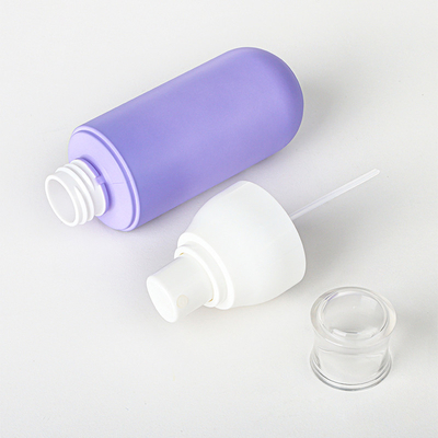 Conjuntos de frascos e frascos vazios personalizados roxos para cuidados com o cabelo em spray de plástico para cosméticos