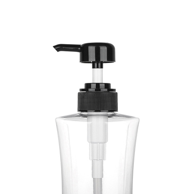 Bomba cosmética do preto da garrafa 400ML 600ML da loção do círculo transparente do cilindro