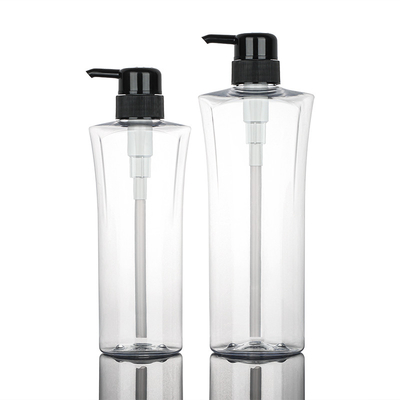 Bomba cosmética do preto da garrafa 400ML 600ML da loção do círculo transparente do cilindro