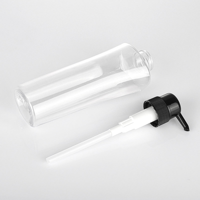 Bomba cosmética do preto da garrafa 400ML 600ML da loção do círculo transparente do cilindro