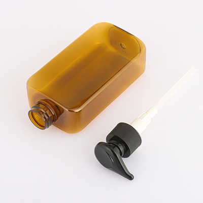 Atacado shampoo e condicionador loção corporal retangular âmbar bomba preta 800ml