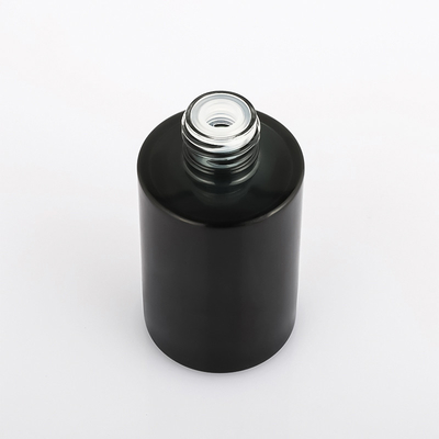 Frasco de soro cosmético personalizado preto ouro fosco frasco conta-gotas de ombro plano