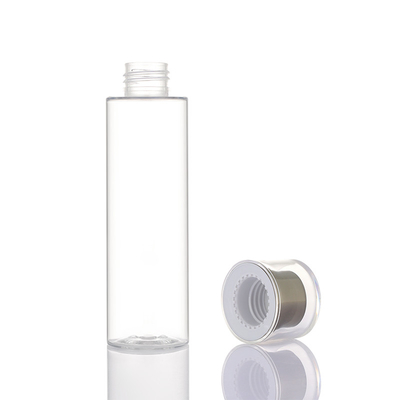 Garrafas plásticas com tampa de rosca em forma redonda PET vazias para cuidados com a pele transparente