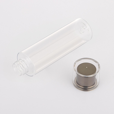 Garrafas plásticas com tampa de rosca em forma redonda PET vazias para cuidados com a pele transparente