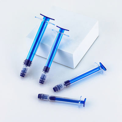 Tubo de embalagem de cosmético de creme para os olhos azul vazio seringa estilo de tubo de injeção para cuidados com a pele