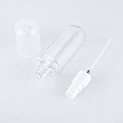 Frasco de spray de cabelo de plástico redondo vazio transparente PETG para loção para cuidados com a pele