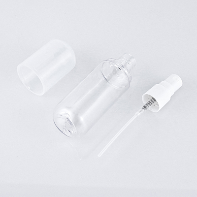 Frasco de spray de cabelo de plástico redondo vazio transparente PETG para loção para cuidados com a pele