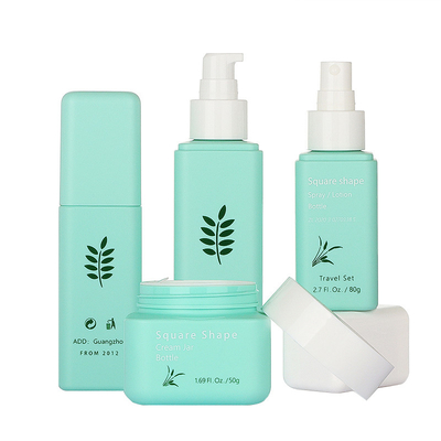 Conjuntos de embalagens de cosméticos verdes elegantes 50 g 80 g 100 ml 160 ml estilo simples