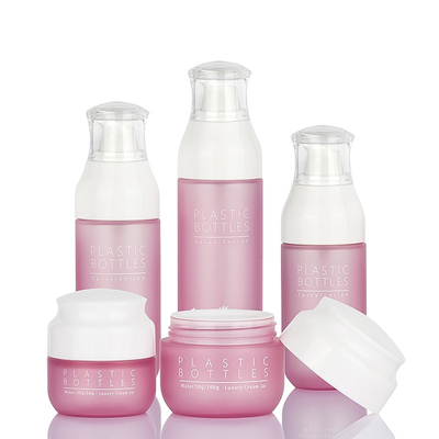 Conjuntos de embalagens de cosméticos para cuidados com a pele rosa de luxo frascos de loção para creme facial 138 ml