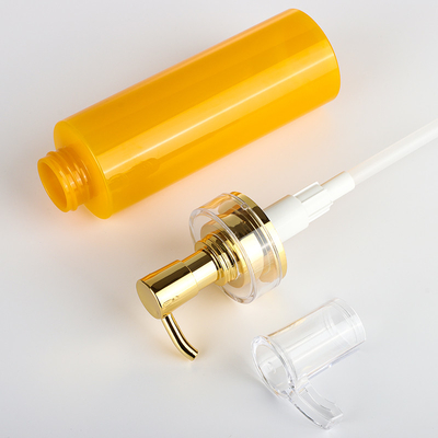 Frasco de plástico personalizado para loção corporal para animais de estimação xampu recipiente de gel de banho com bomba de ouro 350 ml