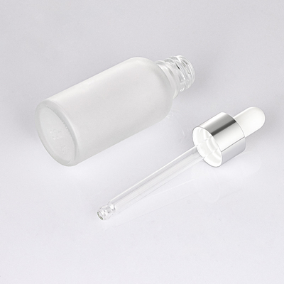 O conta-gotas de Matte White Glass Essential Oil engarrafa 30ml com tampão de prata