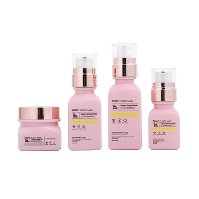 As garrafas plásticas feito-à-medida ajustadas para o skincare cosmético rangem o terno de empacotamento