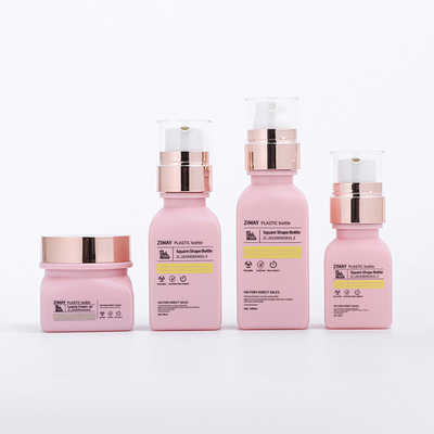 As garrafas plásticas feito-à-medida ajustadas para o skincare cosmético rangem o terno de empacotamento