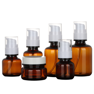 Recipientes de loção cosmética âmbar Conjunto de viagem Frascos de spray de creme de plástico