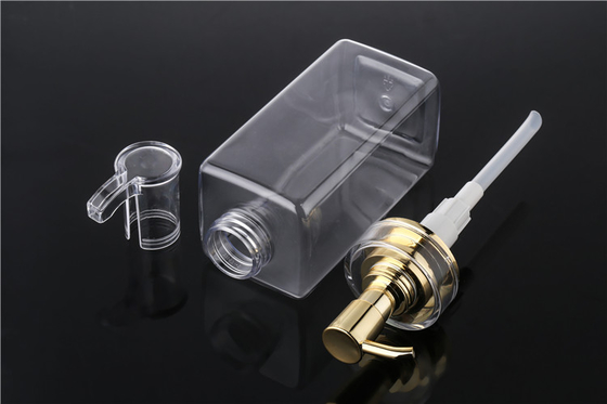 Garrafa clara do champô do plástico da loção dos homens vazios luxuosos do condicionador Packaging16oz do hotel de 300ml 400ml 500ml com bomba do ouro