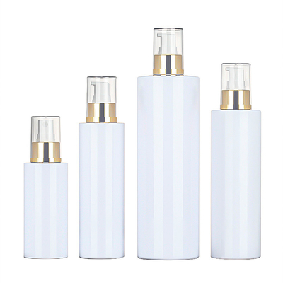 120ml por atacado 200ml 250ml 500ml em volta da garrafa plástica da parte superior do ouro da loção do pulverizador do atomizador cosmético da névoa do corpo para a limpeza