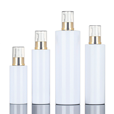 120ml por atacado 200ml 250ml 500ml em volta da garrafa plástica da parte superior do ouro da loção do pulverizador do atomizador cosmético da névoa do corpo para a limpeza