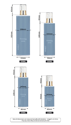 120ml por atacado 200ml 250ml 500ml em volta da garrafa plástica da parte superior do ouro da loção do pulverizador do atomizador cosmético da névoa do corpo para a limpeza