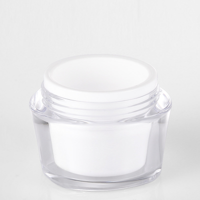 Potenciômetro cosmético vazio plástico do frasco do creme de cara da manteiga do corpo da parede dobro acrílica por atacado de 15g 30g 50g com bordo