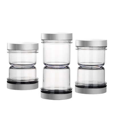 frascos 50ml plásticos vazios com tampas, recipientes plásticos transparentes da beleza
