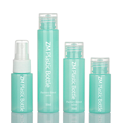 Plástico cosmético da cor verde 50ml de garrafa do pulverizador do produto comestível com Flip Cap