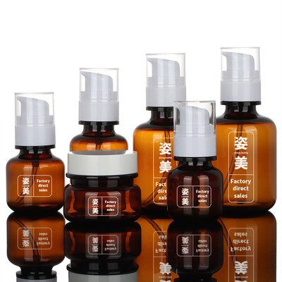 Grupos de empacotamento cosméticos do ODM, 60ml 90ml 130ml Amber Plastic Cosmetic Jars