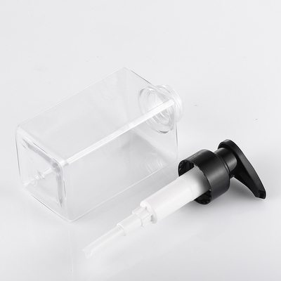 Garrafas plásticas claras recicladas da loção do quadrado com bomba 550ml de 44mm