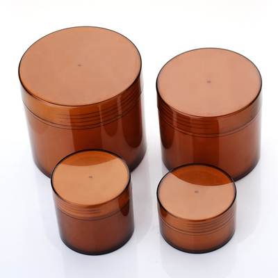 Frascos cosméticos vazios plásticos de 4 onças com tampas Amber Color Wide Mouth